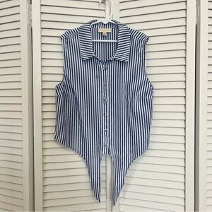 Modcloth Blue and White Striped Button Down Shirt/Vest